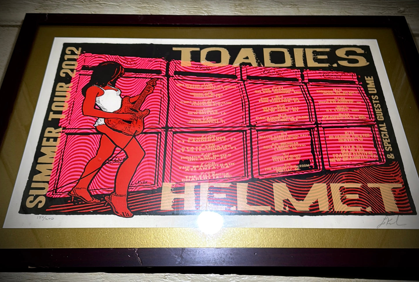 Helmet USA Tour Poster with Toadies and Ume - 2012 Limited Edition 152/200 Designed and Signed by Lindsey Kuhn