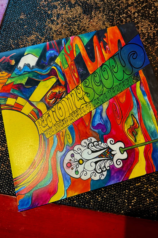 Limited edition vinyl LP of Radio Moscow album 'The Great Escape Of Leslie Magnafuzz' with a colorful, abstract cover design.