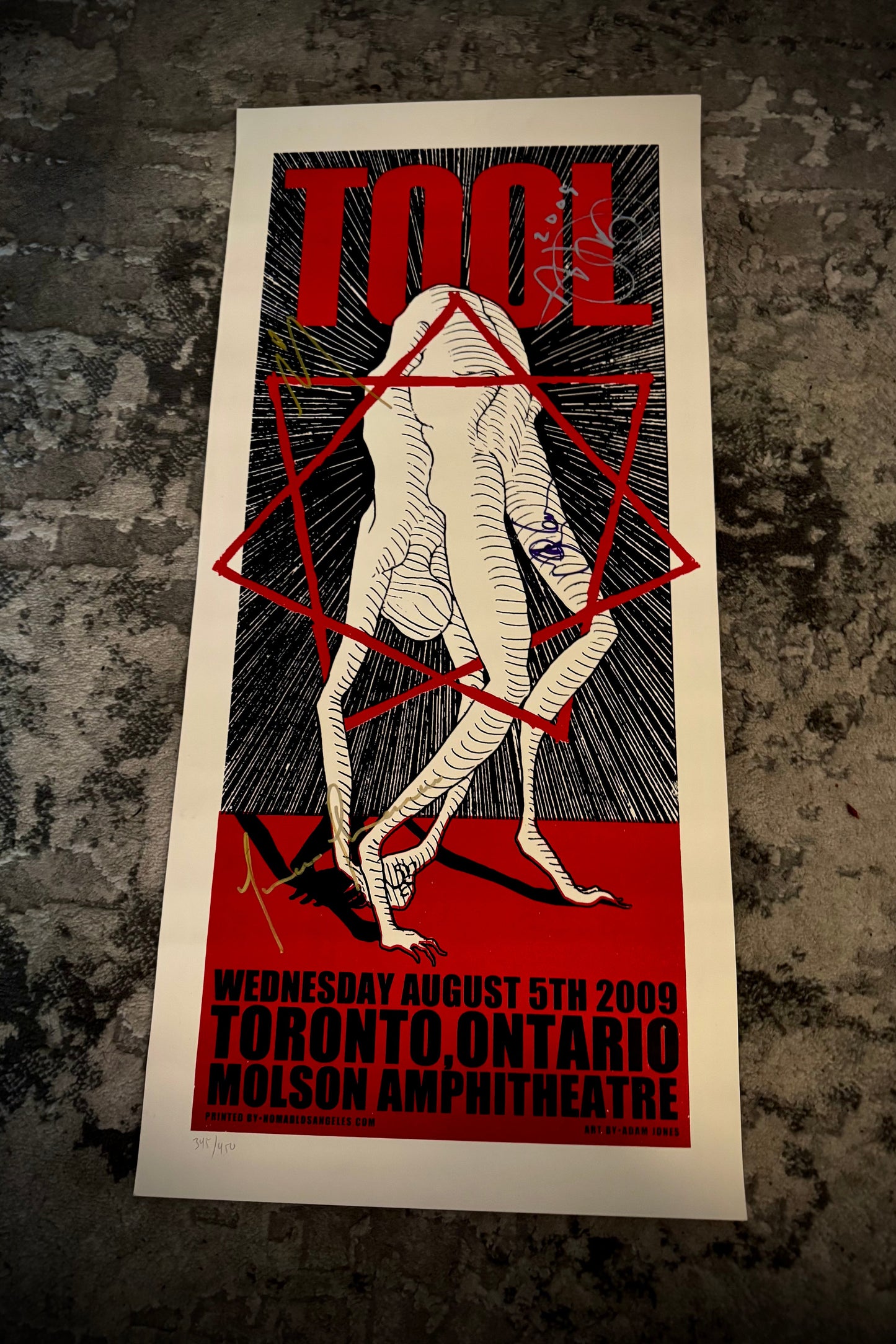 TOOL Poster Adam Jones drawing signed by the band and numbered 345/450 - 2009